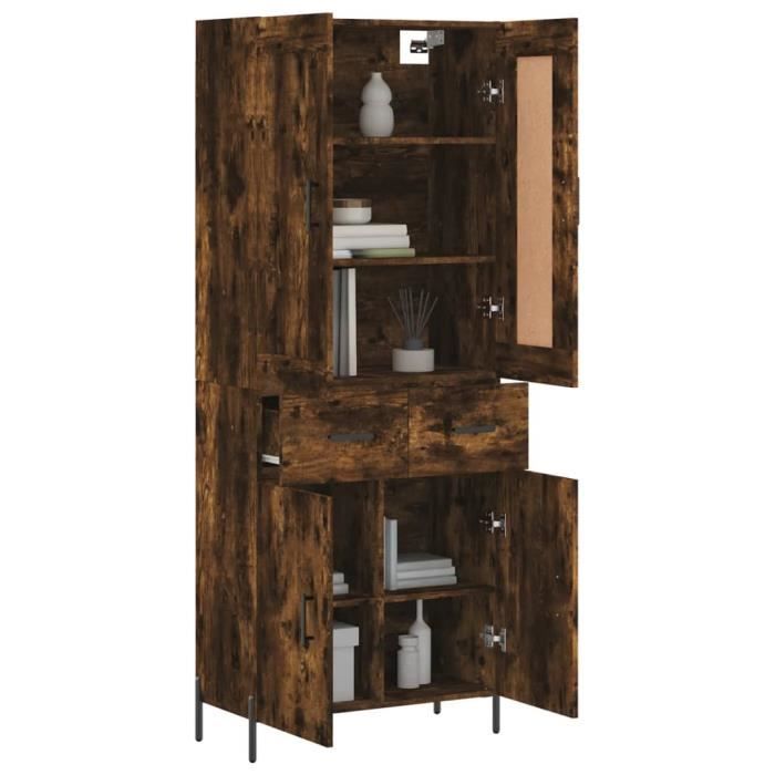 VidaXL Buffet haut Chêne fumé 69,5x34x180 cm Bois d'ingénierie 3199886