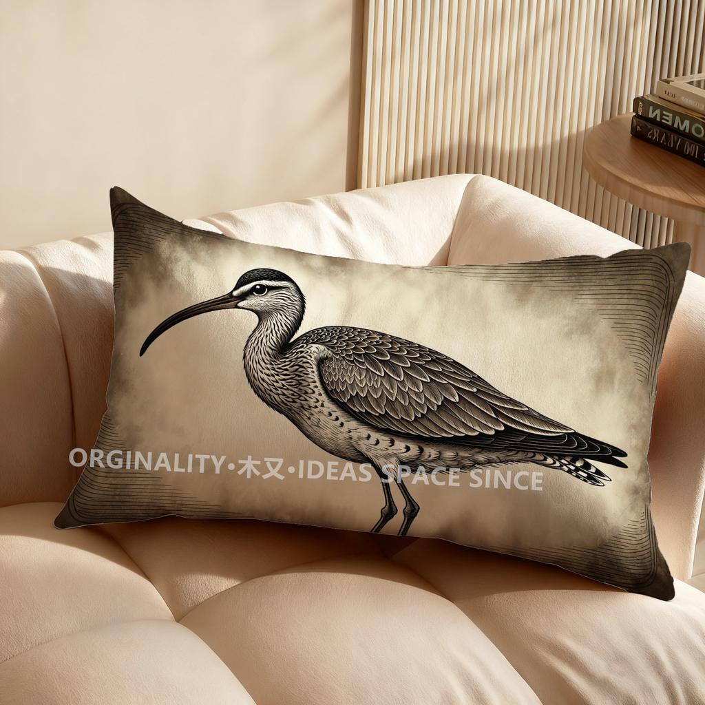 2D Stylish Bird-Print Rectangle Pillow Suitable For Sofa Bedroom Car Pillow Cover Cushion Rectangular Back Cushion