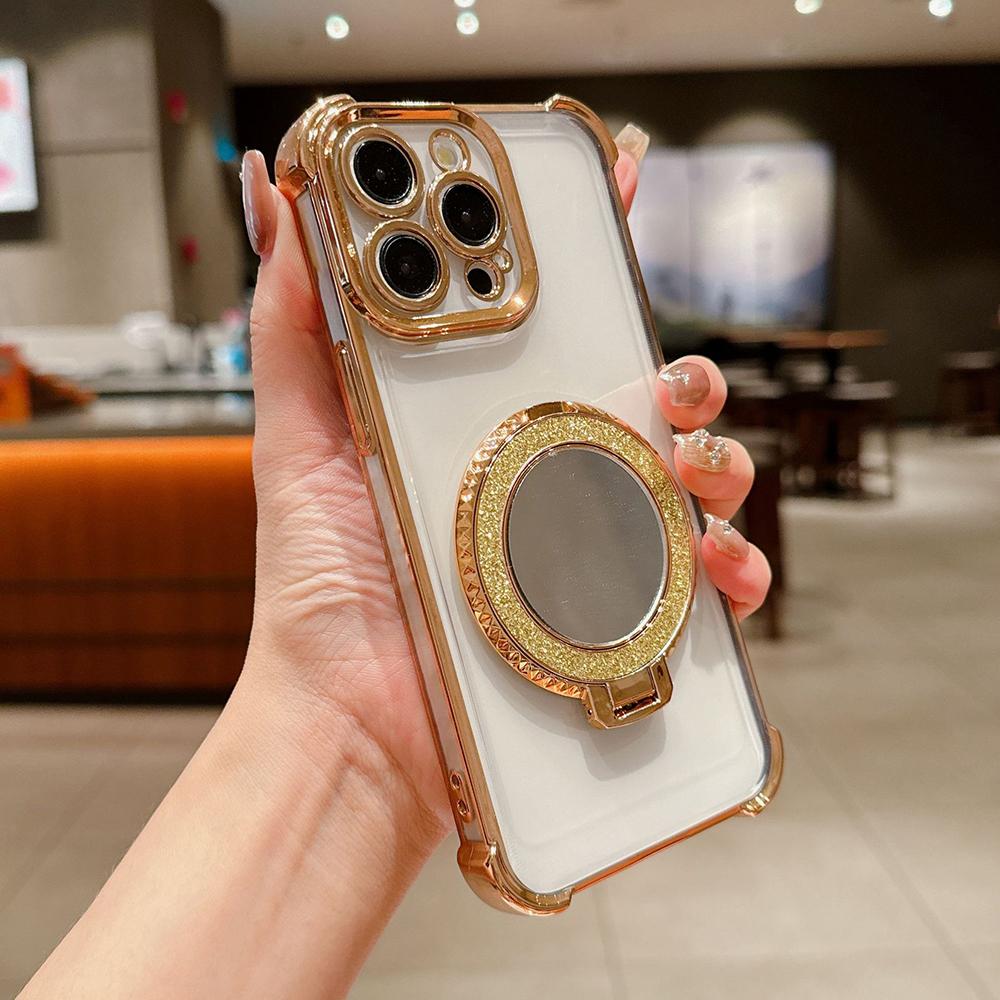 Beschichtung Spiegelhalter Ständer Weiches Silikon Vier Ecken Luftkissen Stoßfeste Schutzhülle für Samsung Xiaomi Poco Redmi