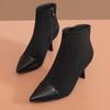 Autumn and winter new French temperament pointed head thin heel short boots women's retro velvet thin boots