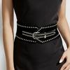 Glitter Sparkling Rhinestone Waist Belt Versatile Metal Rivet Decorative Waistbands  For Women