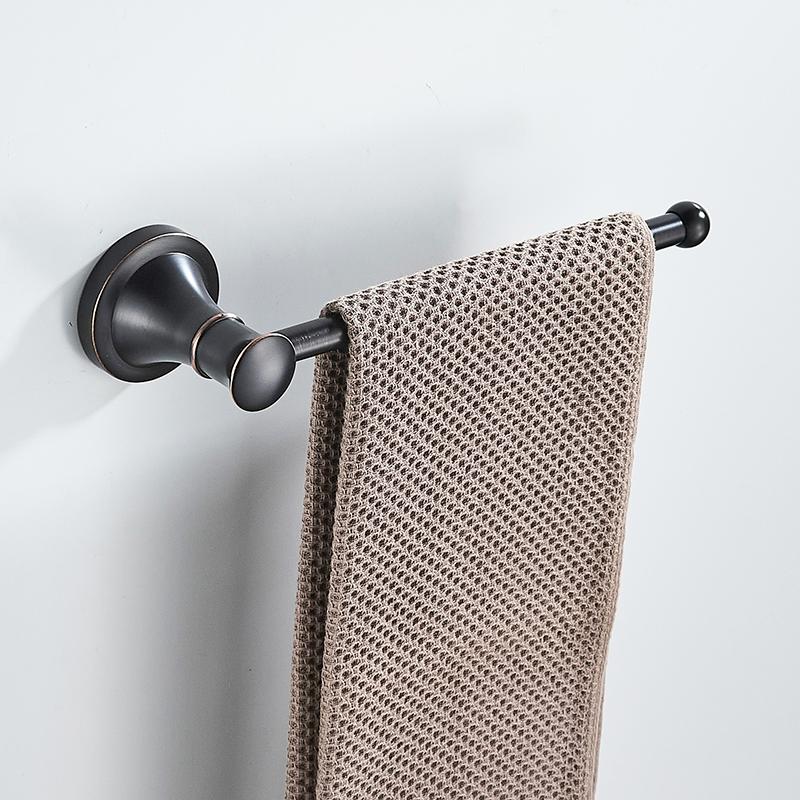 Bathroom Bath Toilet Paper Holder Robe Hook Bathroom Retractable Towel Hanging Rod Black Zinc Alloy EL852