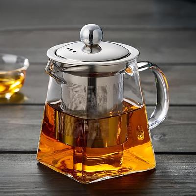 Värmebeständig tekanna av glas med rostfritt stål teinfusionsfilter Blomkokare Kung Fu Set Puer Oolong