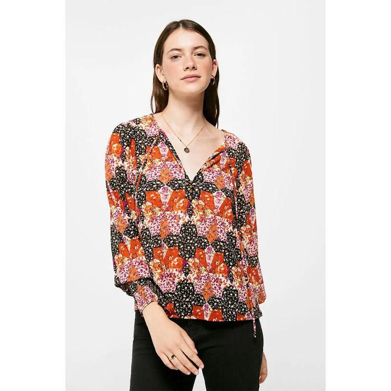 

Foreign Trade Original Order SPR * Ingfield Florals Bohemia Style Shirt Ultra-Thin Extremely Plaid Blouse T-shirt Picture Color XS