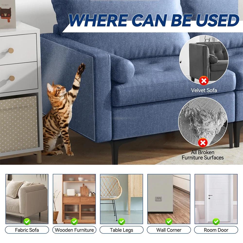 Cat Scratch Deterrent Tape Furniture Protectors From Cats Transparent Self-Adhesive Pet Training Tape for Sofa Furniture Sticker