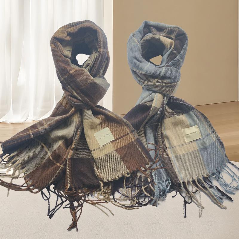 Plaid Scarf Women's Autumn and Winter Shawl Dual-purpose Scarf Thickened Warm Bag Fashionable and Versatile