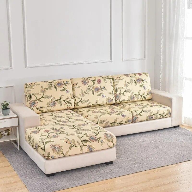 Funda de Cojín para Sofá de 1/2/3/4 Plazas Funda Elástica para Sofá Funda para Asiento de Sofá Protector de Muebles Estampado Floral