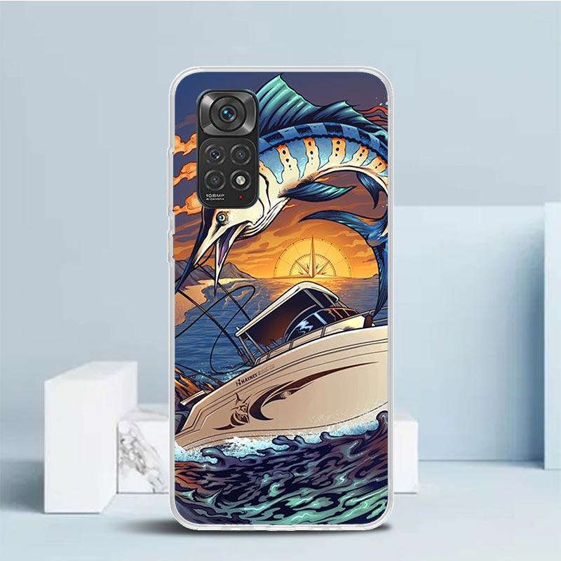 Fischereiverein Grafik Handyhülle Für Xiaomi Redmi Note 15 14 14S 13 12S 12 Pro Plus 11S 11 11T 11E 10S 10 + Weiche TPU Rückseite R