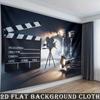 Peach Skin Tapestry Movie Clapperboard Film Camera Spotlight Wall Hanging Cinema Theme Background Cloth For Home Theater Decor