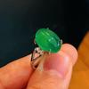 Full Of Green Yang Green Natural Agate Chrysoprase Ring Female Opening Micro-Inlay Real Shot Fidelity