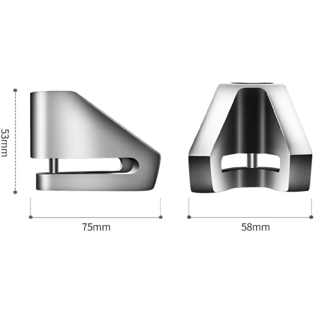 Zámek kotoučové brzdy stříbrný poplachový na motocyklu, těžký s červeným klíčem na upomínkové lanko, zámek na motocykl proti krádeži, bezpečnostní zámek disku vhodný pro