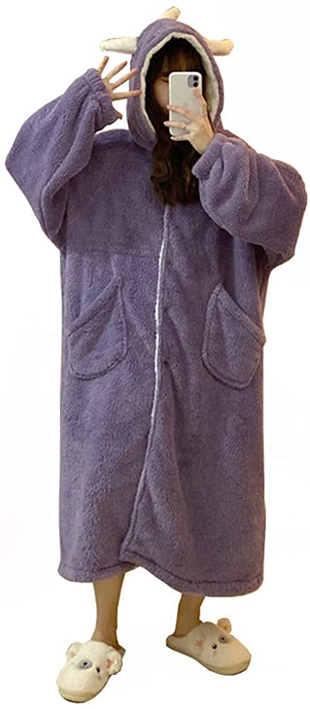 

Tzrcyc Winter Pajamas, Dinosaur Romper Overalls, Kigurumi, Thick, Cute, Long Sleeves, Warm, Fluffy, Perfect for Spring, Autumn, and Winter (Purple)