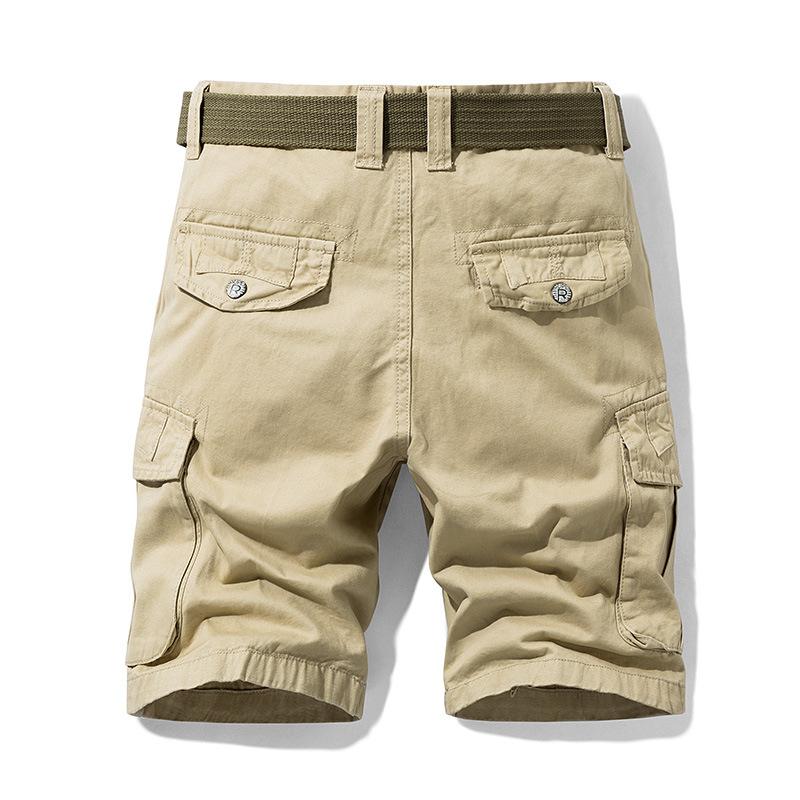 Summer Simple Ins Tooling Shorts Trendy Men's Sports Loose Casual Solid Color Straight Five-point Multi-bag Beach Pants