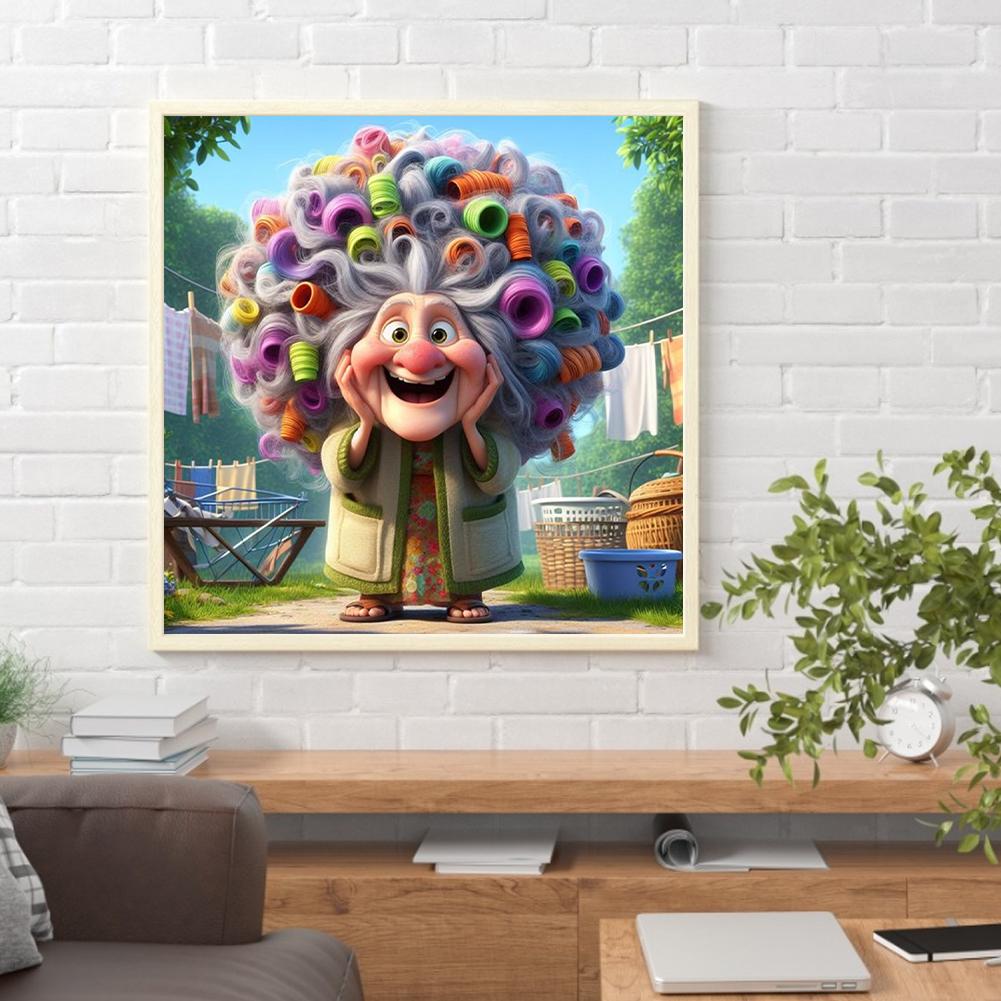 5D DIY Diamantová malba s plným kulatým vrtáním Babiččina sada Domácí dekorace Umělecké řemeslo 30x30cm