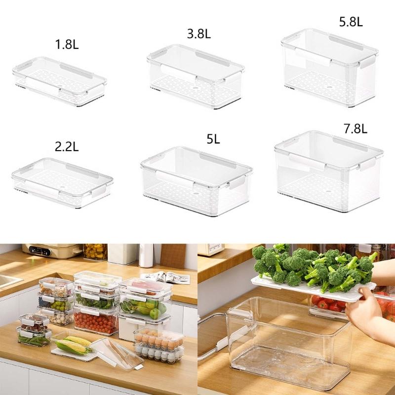 Refrigerator Drain Fresh Box with Lid Multipurpose Organize Box Supplies for Restaurant Dining Room Kitchen Storage