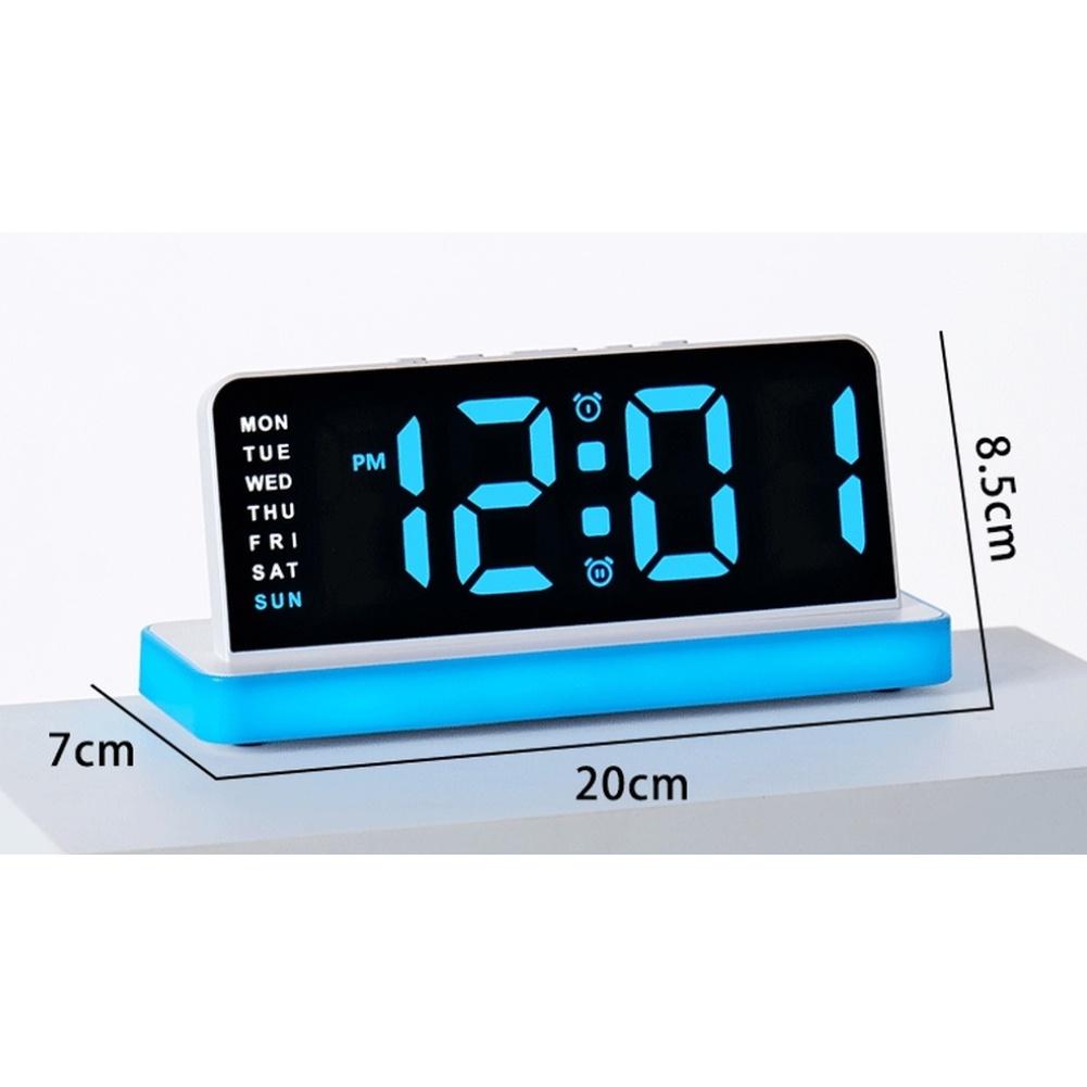 LED Digital Alarm Clock Large Screen Night Light Calendar Display USB Powered Adjustable Backlight Compact Size 20 7 8.5cm