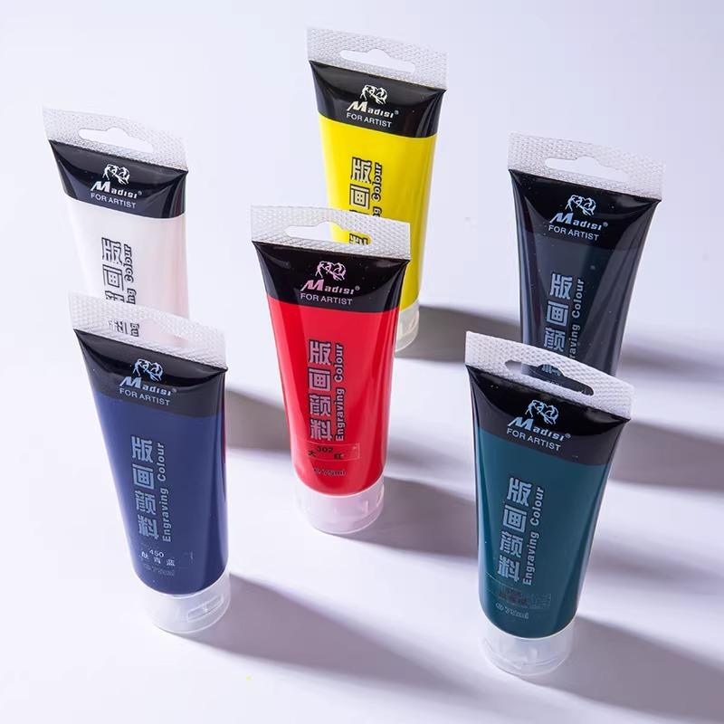 75ml Water-Based Printmaking Ink Paint Vibrant Pigments Smooth Texture Washable for Artist Studio Embossing Engraving Creations