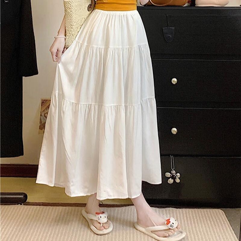 Women s Elastic High-Waist Pleated A-Line Midi Skirt XL