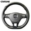 CARDAK Hand-stitched Black Suede Steering Wheel Cover for Volkswagen VW Golf 7 Mk7 New Polo Jetta Passat B8