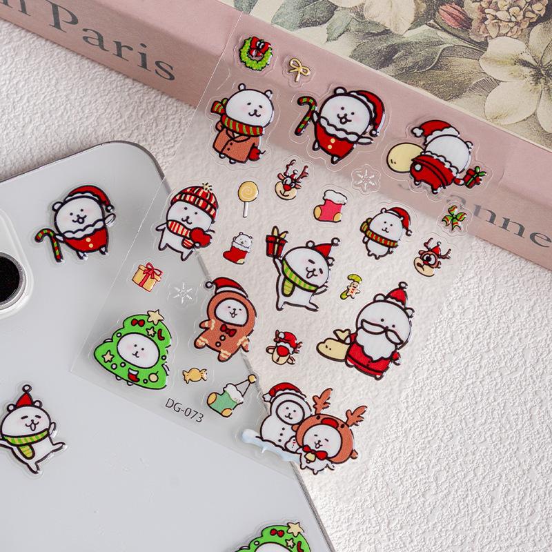 Cyansea Trendy New Year Cartoon Bear Nail Stickers - Cute & Quirky DIY Decor DG-073
