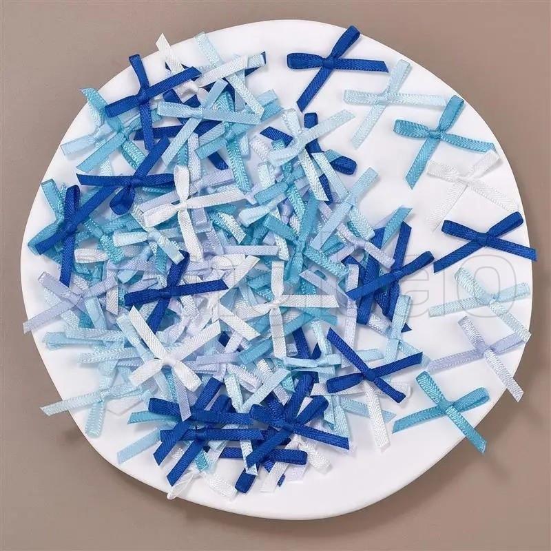100pc 3cm Mini Ribbon Bows Flower for Sewing Appliques Crafts Decoration Hair Accessories Wedding Gift Box Ornament Supplies