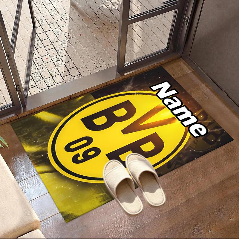 Custom Name Personalized Borussia Dortmund Print Carpet, Versatile Home Decor Rug, for Playroom, Apartment, Balcony, Entryway, Hallway Gift