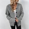 Autumn Women's Hooded Knit Cardigan: Single-Breasted, Solid Color with Drawstring.