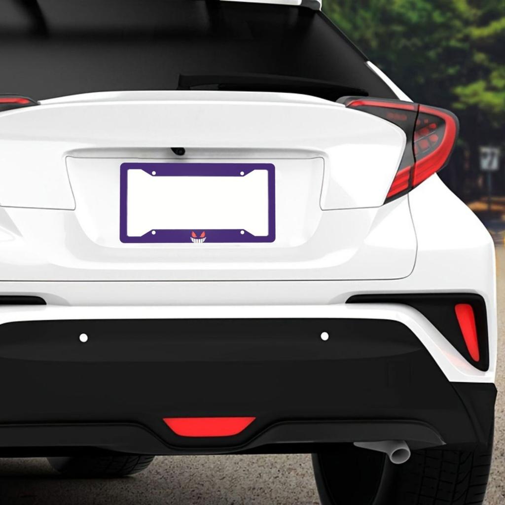 1pc Aluminum Innovative Design of License Plate Frame,Purple,Evil Smiling Face,Gift for Friends,For Decoration,31X16cm License Plate Covers Frames 6