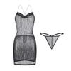 Domila Sexy Lingerie Sexy Shiny Nightclub Hot Temptation Halter Nightdress Perspective Uniform No-take Pajamas