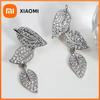 Huitan Aesthetic Leaf Women Drop Earrings Full Bright Cubic Zirconia Fashion Wedding Engagement Elegant Accessories Jewelry Gift