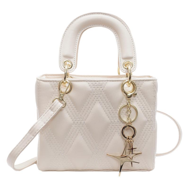 Hand carry box bag women 2025 autumn and winter fashion small fragrant wind diamond grid embroidery thread small square bag texture simple