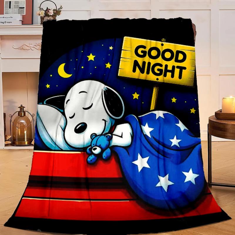 1PC Cute Dog Dreams Under Stars Flannel Blanket Gift, Suitable for Both Men And Women, Soft Ideal for Beds And Sofa, Birthday Or Christmas Gift