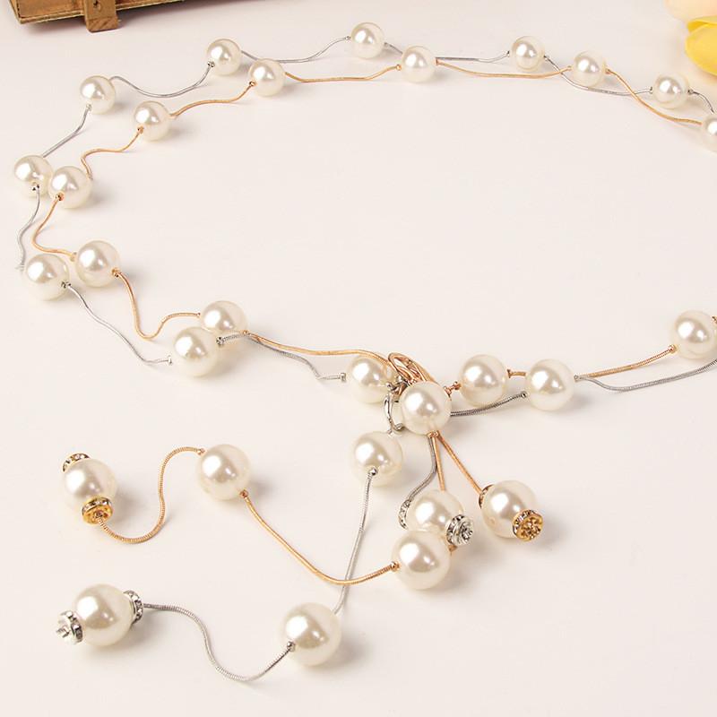Pearl Metal Waist Jewelry For Women With Hook Fastening Elegant Dress Waist Chain