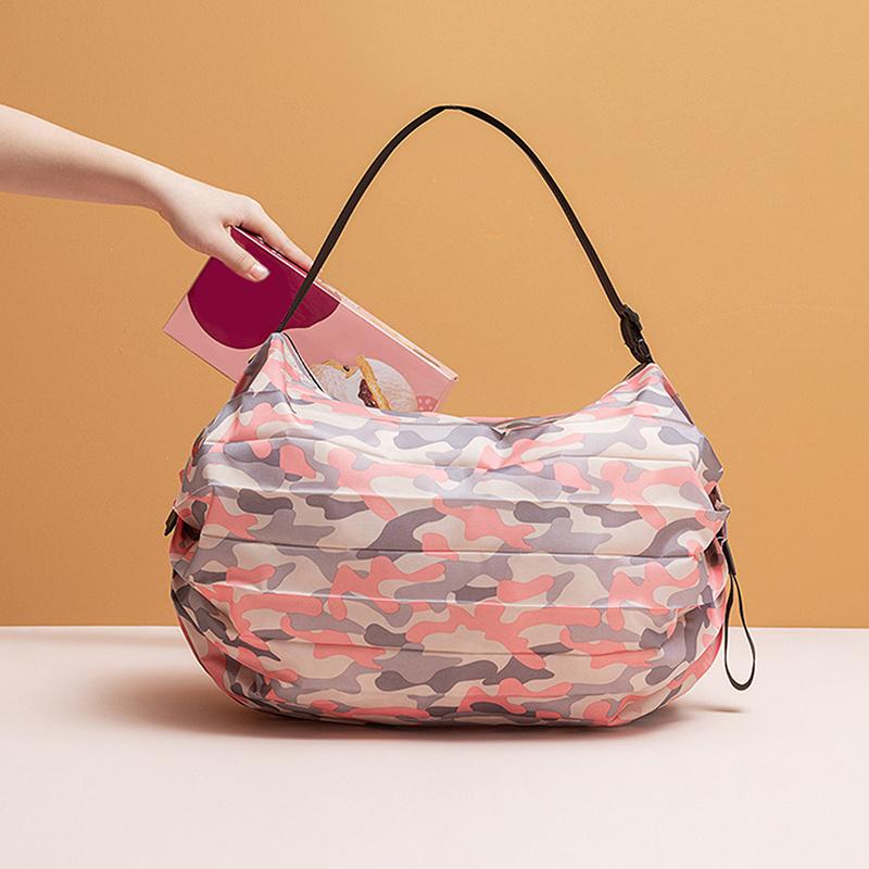 Foldable Handle Storage Bag, Portable Travel Handbag, Large Capacity Shopping Bag
