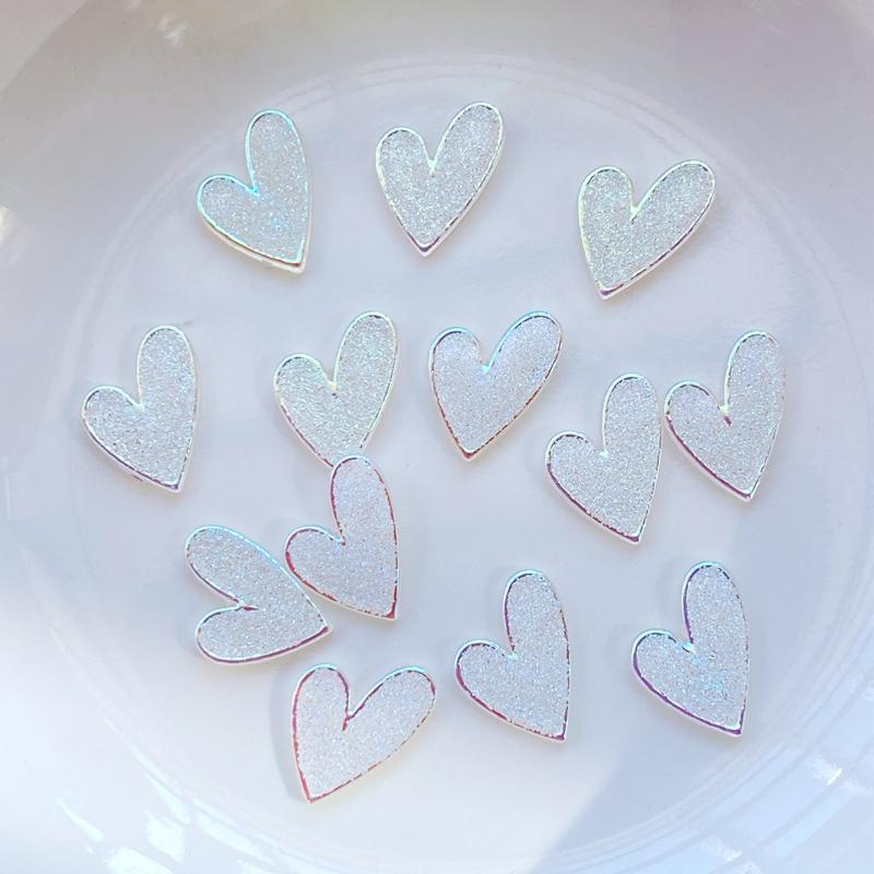 

50Pcs New Cute Mini Shining Heart Resin Figurine Crafts Flatback Cabochon Ornament Jewelry Making Hairwear Accessories