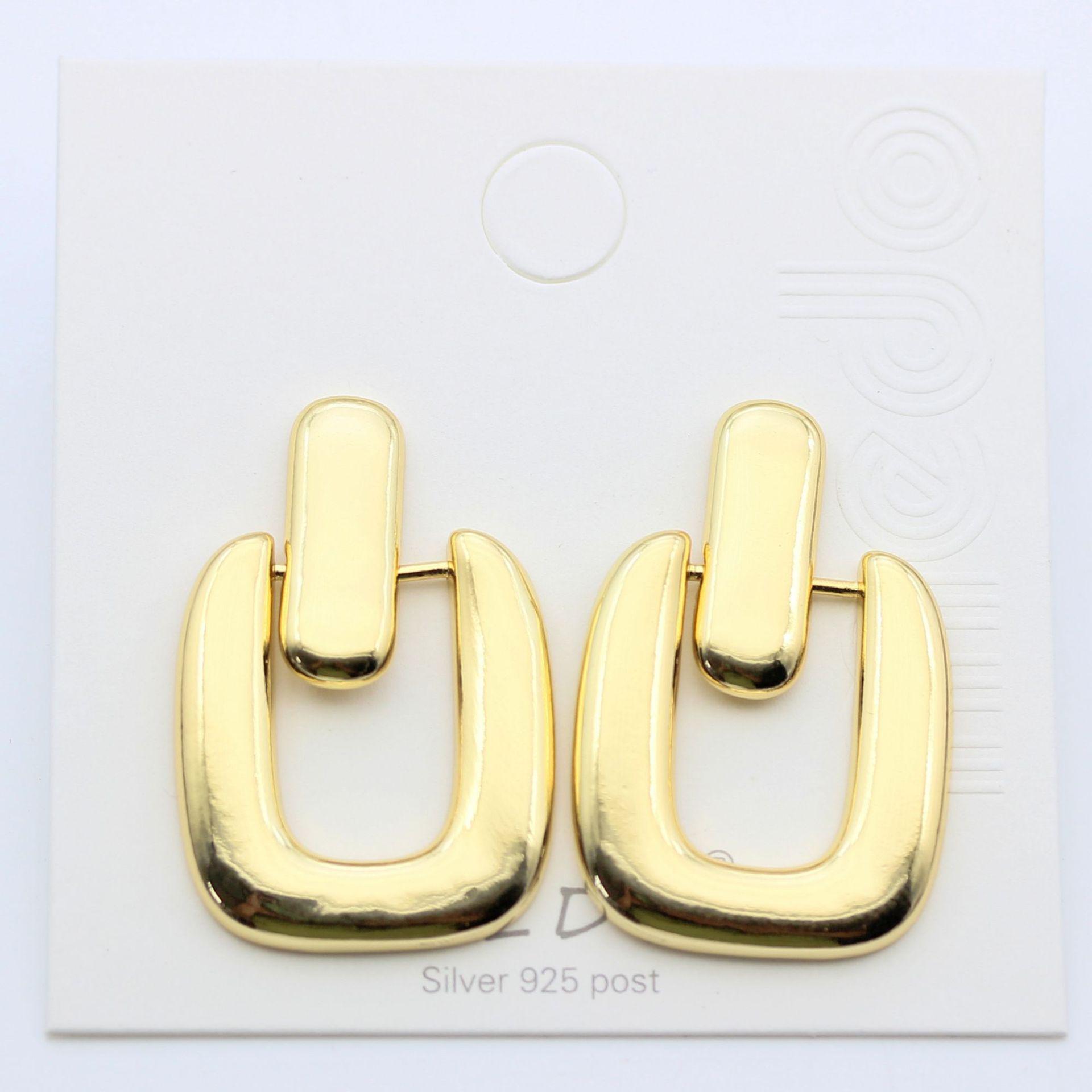 

Gold-Plated Geometric Square Dangle Earrings - European & American Fashion Statement