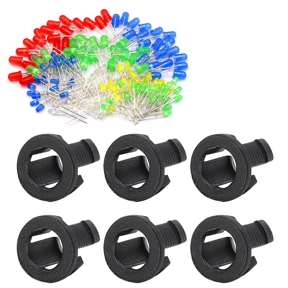 

200 шт. Светодиодный держатель Аксессуар для электронных компонентов Диодная скоба Крепление Пластик Черный 5 мм