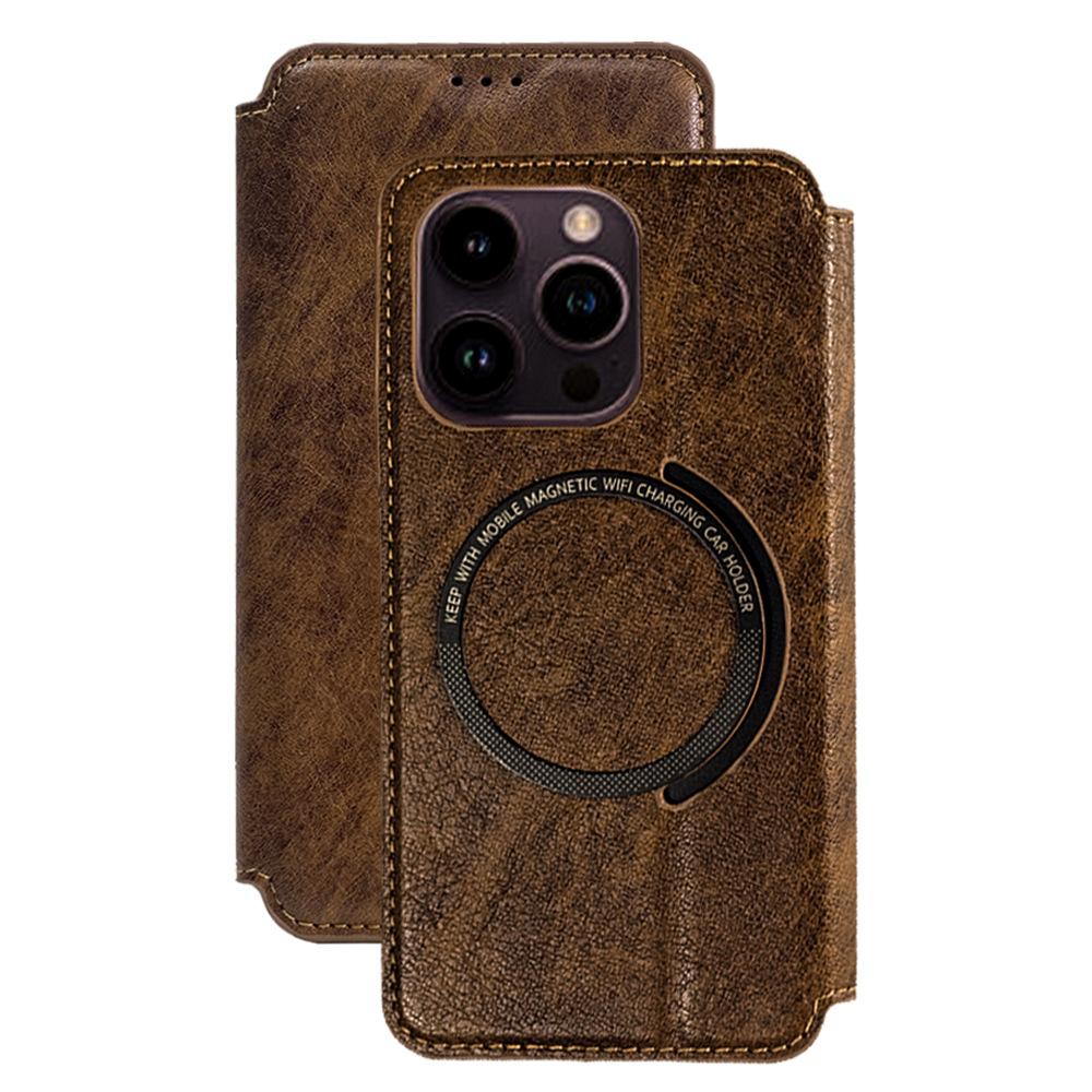 For iPhone 15 Anti-Scratch PU+TPU Matte Case Compatible with MagSafe Wallet Phone Cover