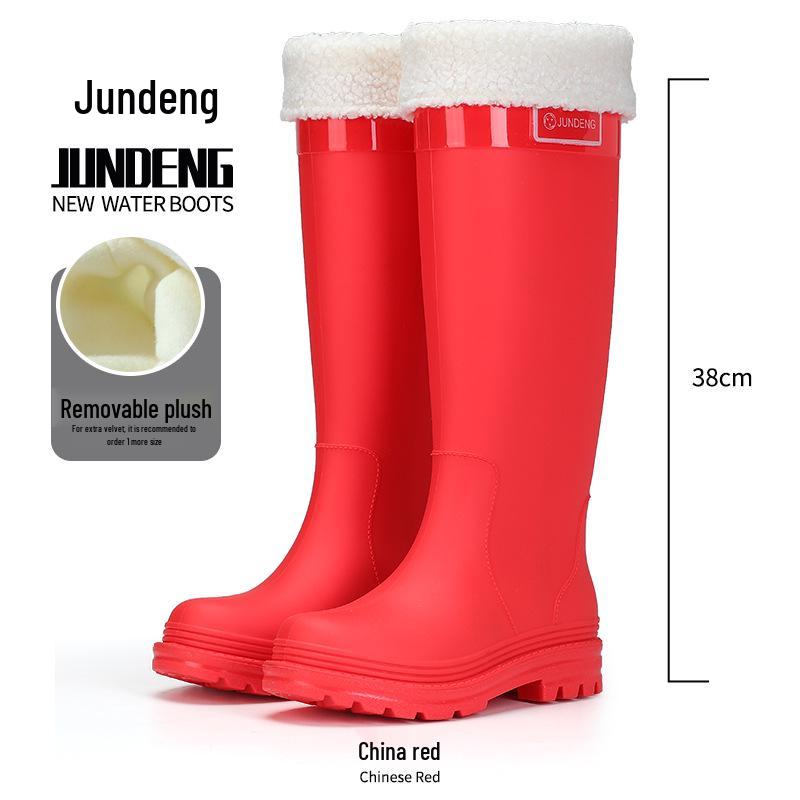 Women's Thickened High-Top Waterproof Rain Boots with Non-Slip Velvet Lining
