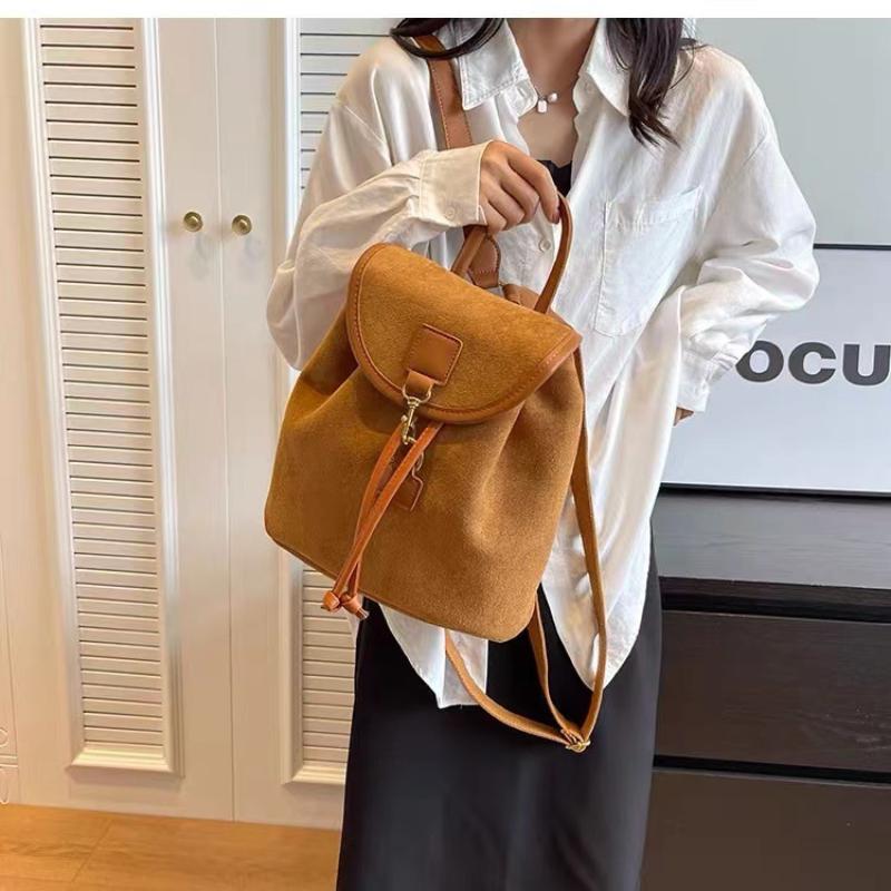 Fashion Backpacks for Women Casual Students School Bags PU Leather Shoulder Bags High-end Drawstring Flap Bagpacks Handbags