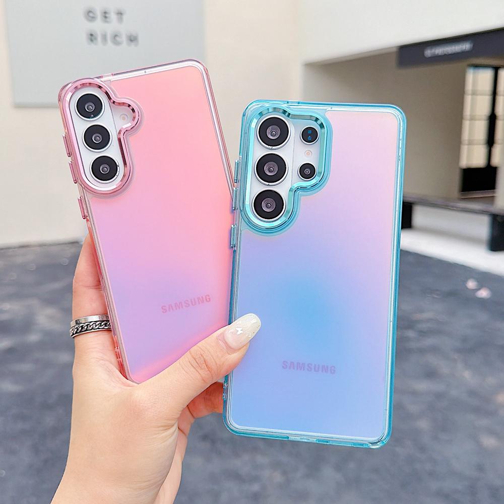 KEYSION Laser Gradient Colorful Phone Case for Samsung Galaxy S24 S25 S26 Ultra 5G S26+ S25 FE TPU+PC Shockproof Back Cover