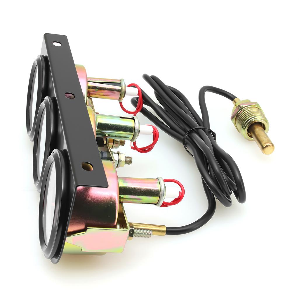 Dreifach-Anzeigen-Set 2 Zoll 52 mm Wassertemperaturanzeige 280 ℉ 3-in-1 Stromstärkemesser Öldruckmesser 100 psi Universell für 12V Autos