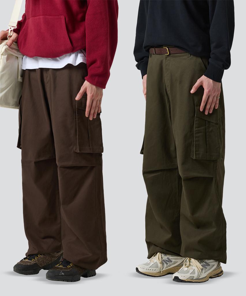 URBANDTYPE Washed Cotton Parachute Wide Pants_3Color