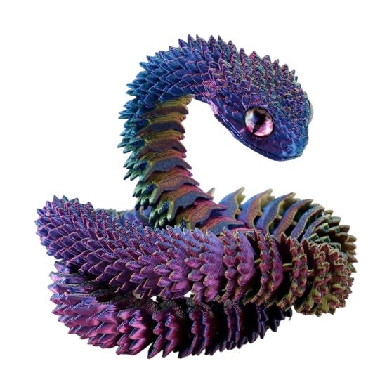 Movable Joints Snake Figurine 3D Printed Articulated Toy, Flexible Jointed Statue Figurine, Realistic Fidget Toy for Desk Decor