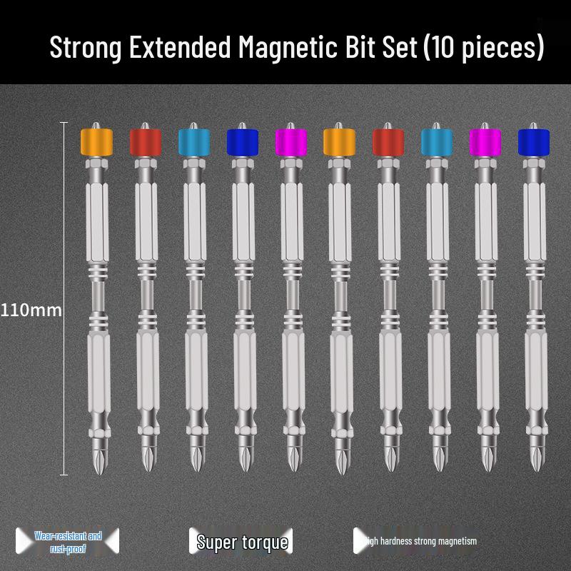 S2 PH2 Magnetic Phillips Bit with Double-Section Electric Drill Screwdriver and Positioning Ring