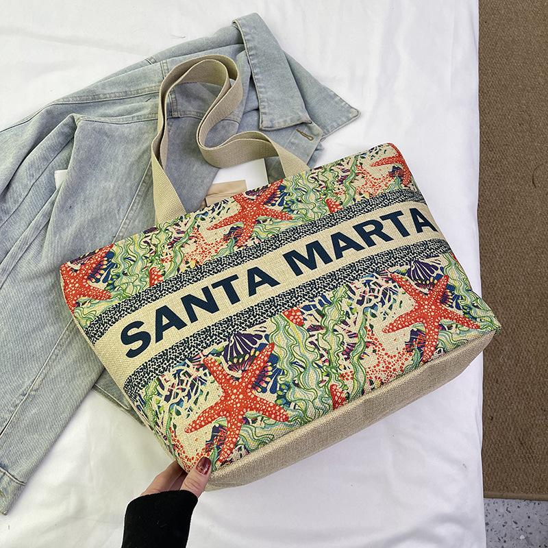 

Большая вместительная льняная сумка для женщин, новая женская сумка-тоут для поездок на работу, модная льняная сумка на одно плечо