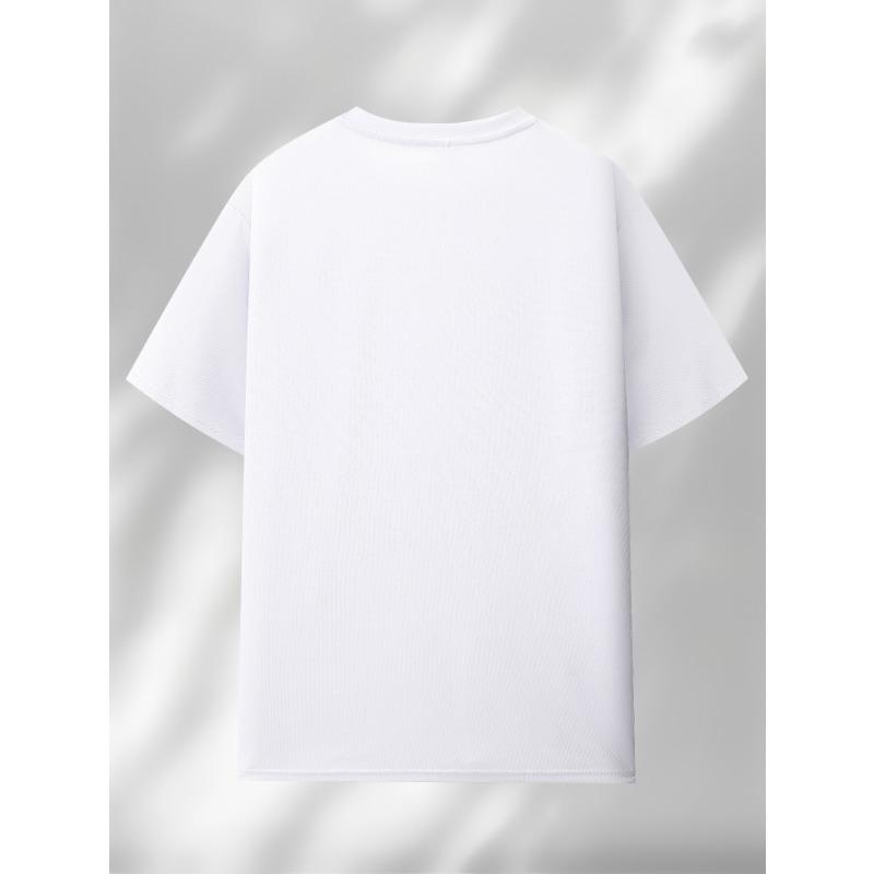 European Size Funny Stick Figure Lifting Barbell Print Men's Outdoor Trendy T-Shirt, Street Fashion Classic Men's Tee, Casual Outing Home Wear
