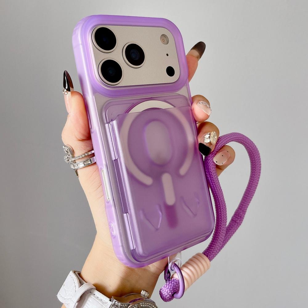 

Slot Card Wallet For Magsafe Magnetic Candy Wrist Strap Clear Case For iPhone 11 12 13 14 15 16 17 Pro Max Plus Shockproof Cover iPhone17Air&Case & Strap