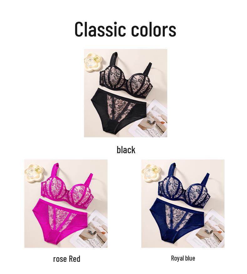 European & American Plus Size Mesh Lingerie Set: Anti-Sagging, Large Cup for Women