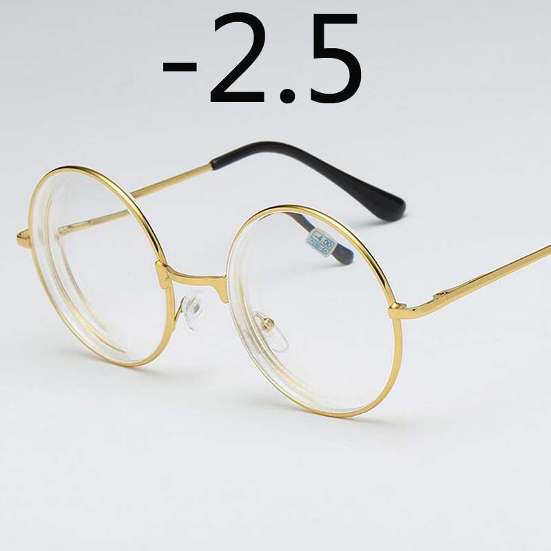 Round Glasses Woman Men Glasses Retro Myopia Optical Metal Frames Clear Lens Black Silver Gold Eyeglasses -1.0 -1.5 -2.0 To -4.0